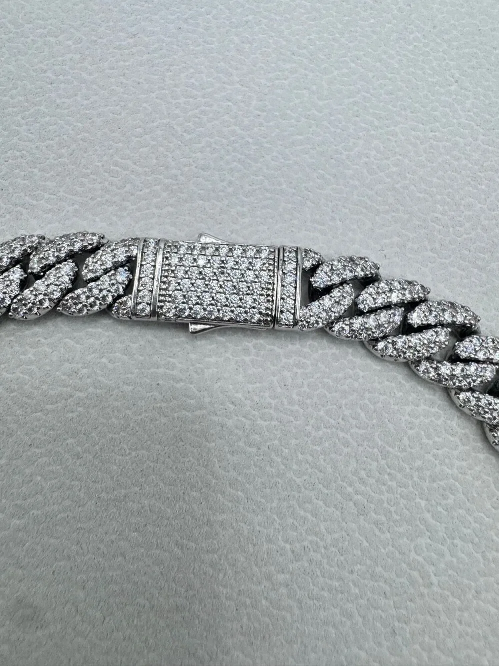 Jaxxon CZ Iced Out Stainless Steel Cuban Link Chain Necklace Silver Size 19in